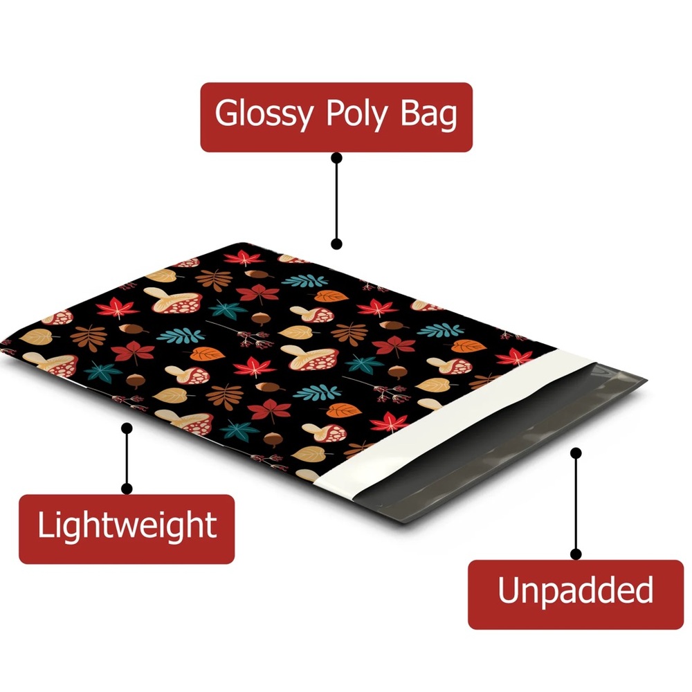 Autumn Mushrooms 🍄 10x13 Poly Mailers Pack of 25 - Picture 2 of 10